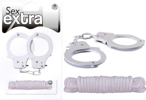 Sex Extra Metal Cuffs & Love Rope Kit Set - Cuffs and Restraints