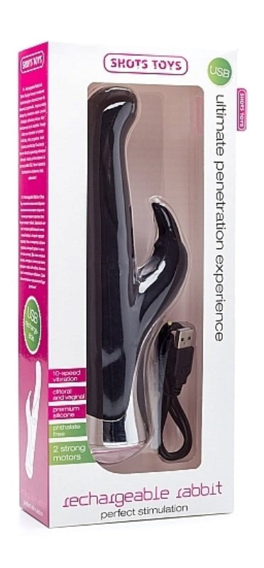 Shots Toys Rechargeable Rabbit Black - Rabbit Vibrators