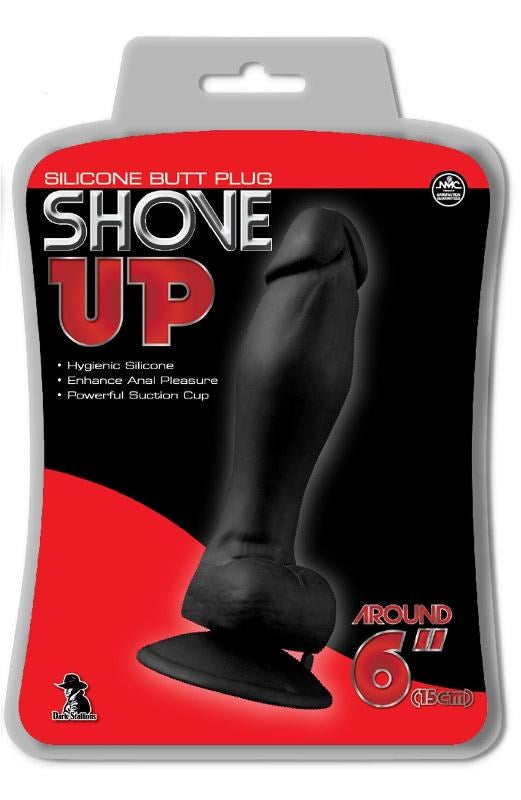 Shove Up 6 Silicone Dong With Suction Cup Black - - Realistic Dildos