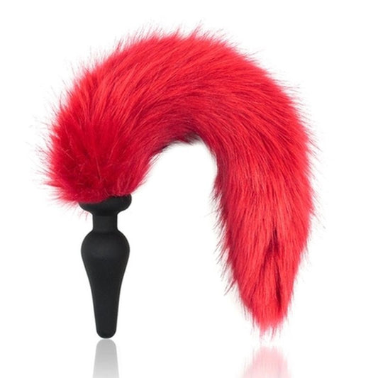 Silicone Anal Plug With Red Faux Fox Tail - Fancy Dress Ups