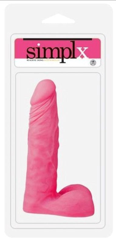 Simplx Realistic 8 inch Dong with Scrotum Pink - Realistic Dildos