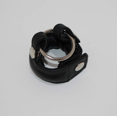 Slick Weighted Cock Ring in Leather - Ball and Cock Toys