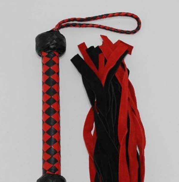 Snake Whips Black and Red Flogger - - Whips And Crops