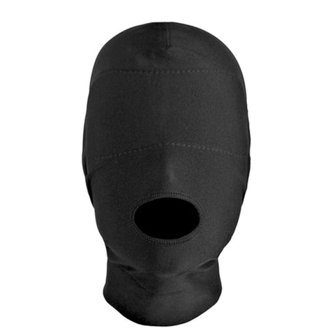Spandex Open Mouth Hood With Padded Blindfold - Bondage Hoods