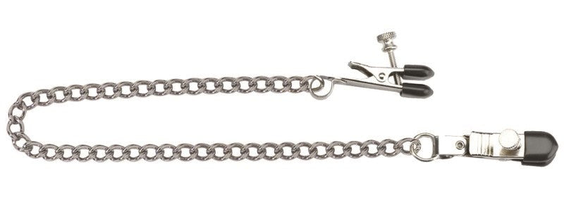 Spartacus Adjustable Broad Tip Clamps with Loop Link Chain - - Breast and Nipple Toys