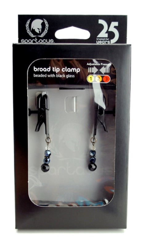 Spartacus Adjustable Broad Tip Nipple Clamps with Glass Beads - Nipple and Clit Clamps