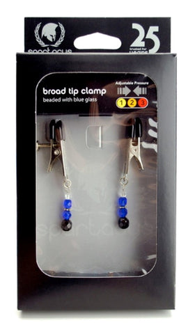 Spartacus Adjustable Broad Tip Nipple Clamps with Glass Beads - Nipple and Clit Clamps