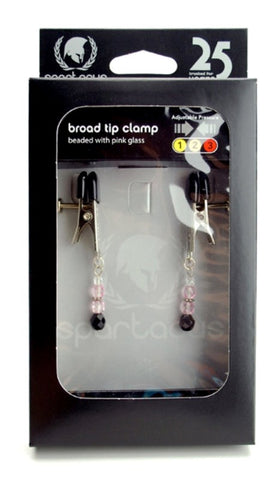 Spartacus Adjustable Broad Tip Nipple Clamps with Glass Beads - Nipple and Clit Clamps