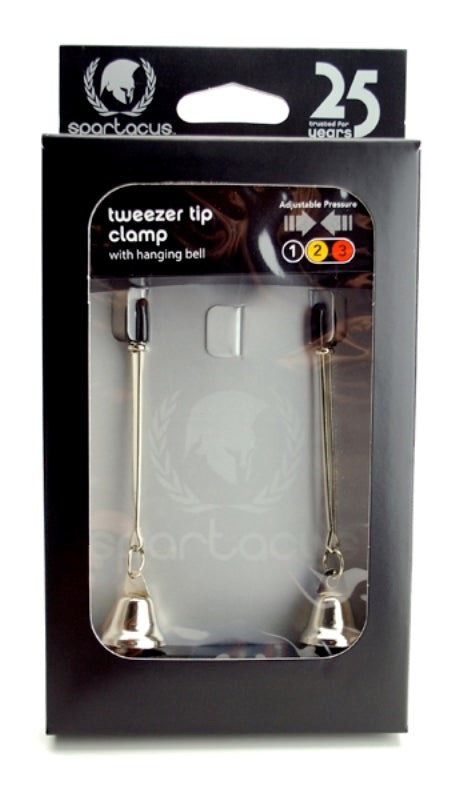 Spartacus Adjustable Tweezer Clamps with Hanging Bell - Nipple and Clit Clamps