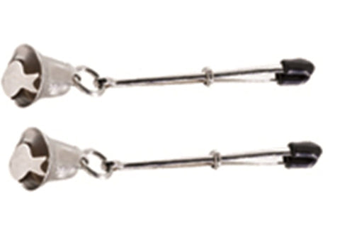 Spartacus Adjustable Tweezer Clamps with Hanging Bell - Nipple and Clit Clamps
