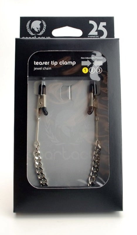 Spartacus Endurance Teaser Tip Clamps with Jewel Chain - - Breast and Nipple Toys