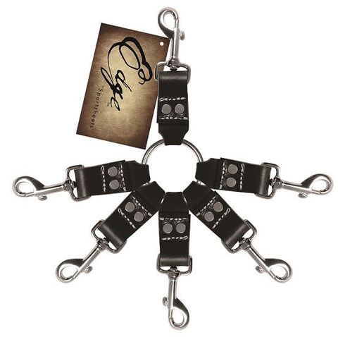Sportsheets Edge Leather 6 Point Hog Tie - Spreaders and Hangers