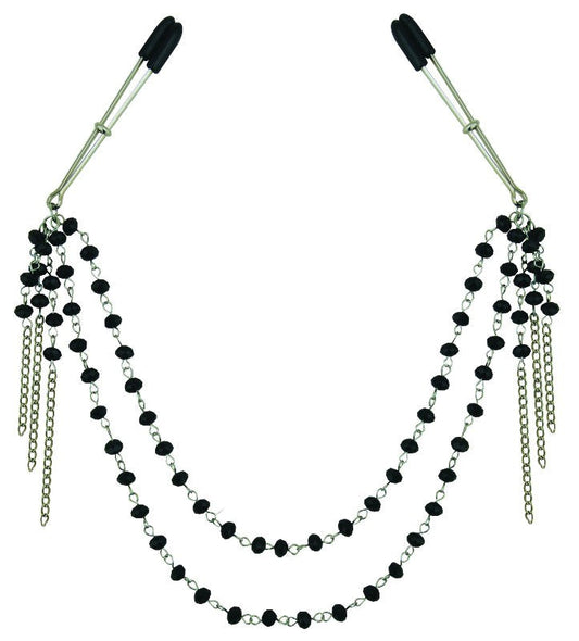 Sportsheets Midnight Black Jeweled Nipple Clips - Breast and Nipple Toys