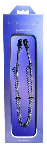 Sportsheets Midnight Bling Nipple Clips - Nipple and Clit Clamps