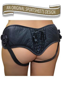 Sportsheets Plus Size Black PVC Corsette Strap-On - Strap On Sextoys