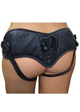Sportsheets Plus Size Black PVC Corsette Strap-On - Strap On Sextoys