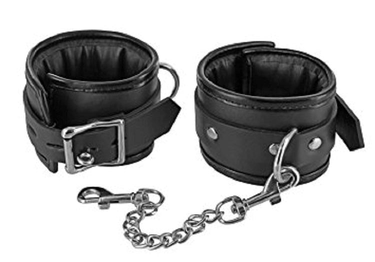 Strict Locking Padded Wrist Cuffs With Chains Black - - Cuffs And Restraints