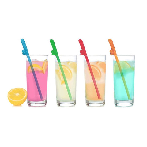 Super Fun Penis Party Straws - Multicolour 8 Pack - Bachelorette and Bucks