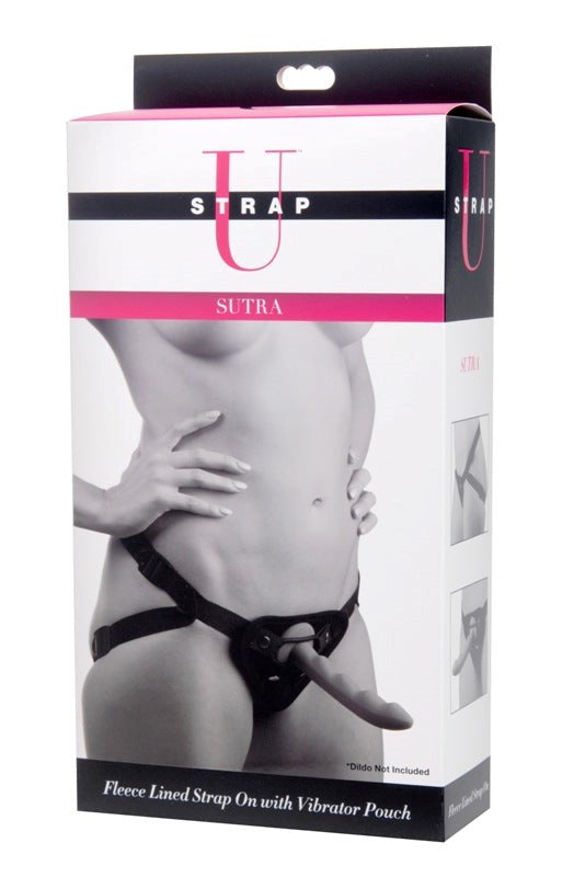 Sutra Fleece-Lined Strap On with Vibrator Pouch - - Strap On Sextoys