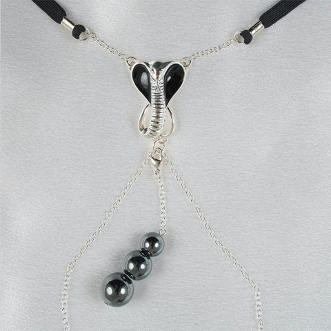 Sylvie Monthule G-string Jewel Sacred Cobra Pleasure Silver - Luxury Sex Toys