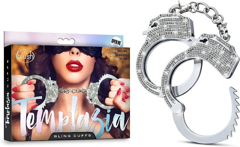 Temptasia Bling Cuffs - Stainless Steel - - Collars And Cuffs