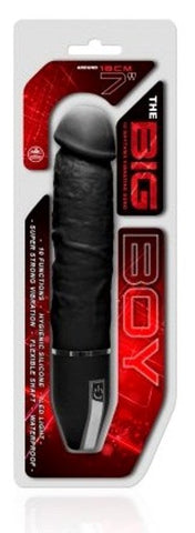 The Big Boy 7" Black Silicone Vibrator with 10 Rhythms - Realistic Dildos