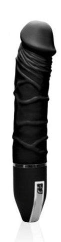 The Big Boy Silicone Vibrator with 10 Rhythms 7" Black - Realistic Dildos