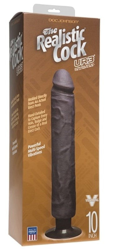 The Realistic Cock UR3 Vibrating 10 in. Black - - Realistic Dildos