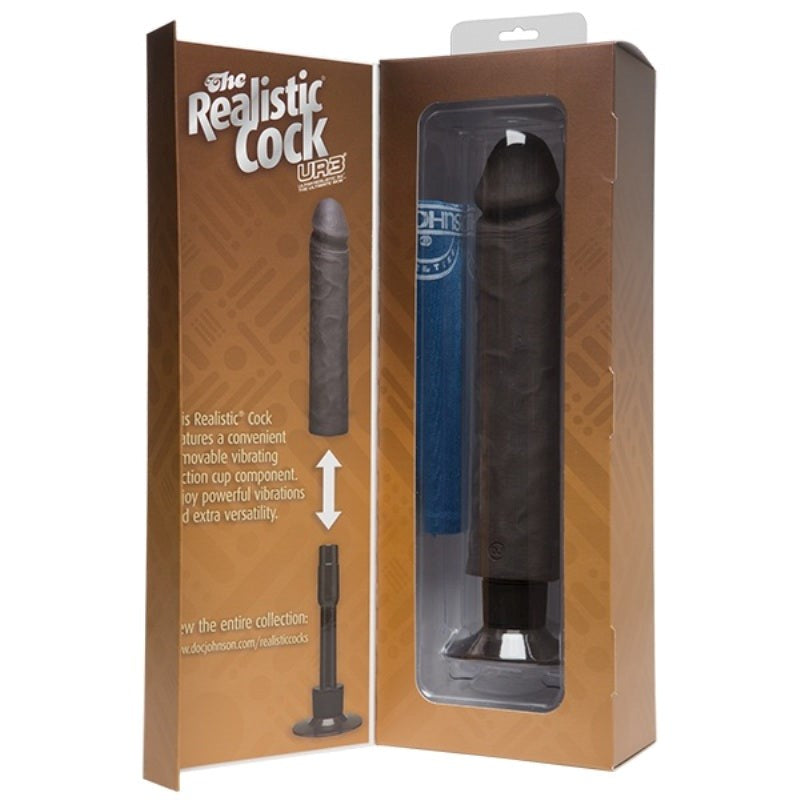 The Realistic Cock UR3 Vibrating 10 in. Black - - Realistic Dildos