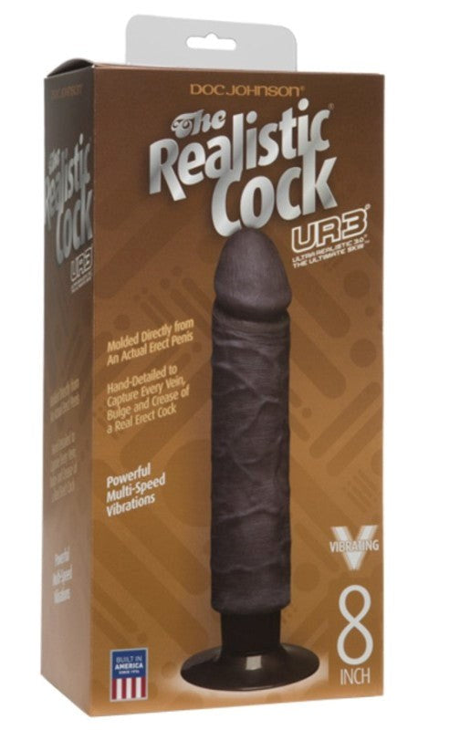 The Realistic Cock UR3 Vibrating 8 in. Black - - Realistic Dildos