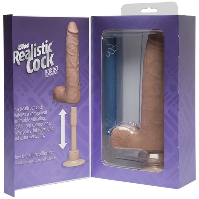 The Realistic Cock UR3 Vibrating Slim 9 Inch - Brown - - Realistic Dildos