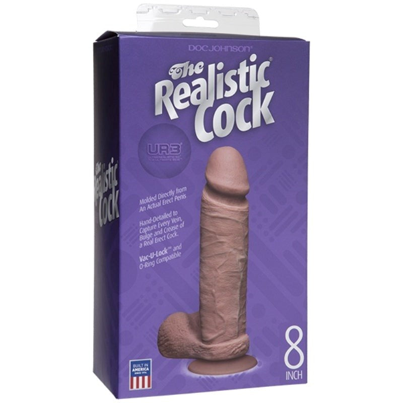 The Realistic Cock with Balls UR3 - Brown 8 in - - Realistic Dildos