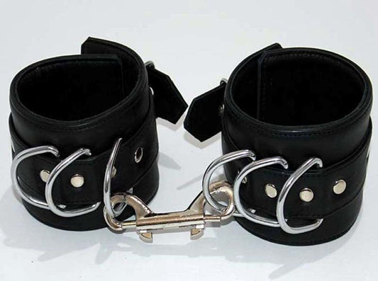 Triple D Ring Bondage Cuffs & Connector - Cuffs and Restraints