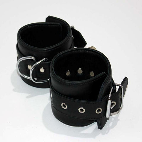 Triple D Ring Bondage Cuffs & Connector - Cuffs and Restraints