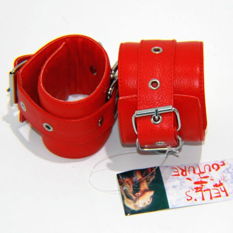 Triple D Ring Bondage Cuffs & Connector - Cuffs and Restraints