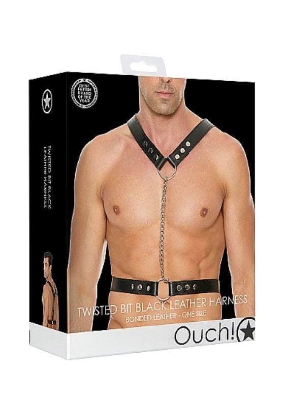 Twisted Bit Black Leather Harness - - Cuffs And Restraints