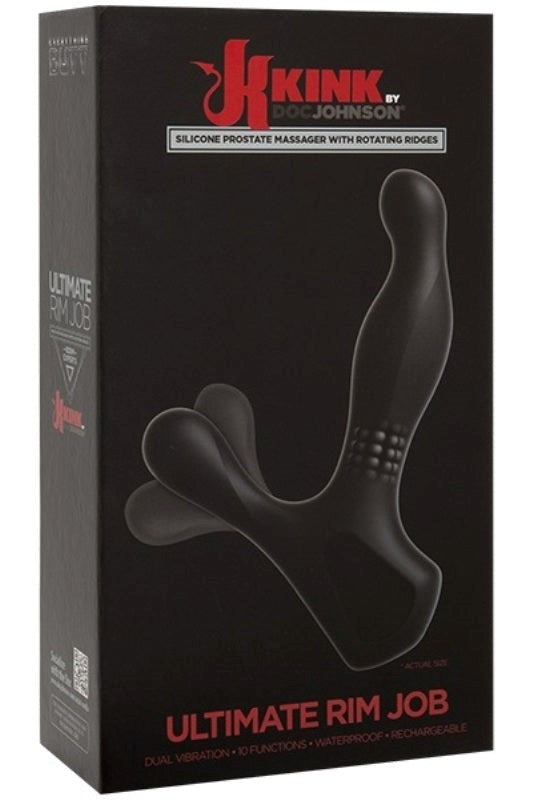 Ultimate Rim Job Silicone Prostate Massager with Rotating Ridges - - Prostate Toys