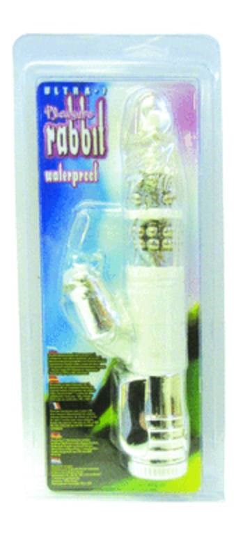 Ultra 7 Pleasure Rabbit with Dual Direction Beads Clear - Rabbit Vibrators