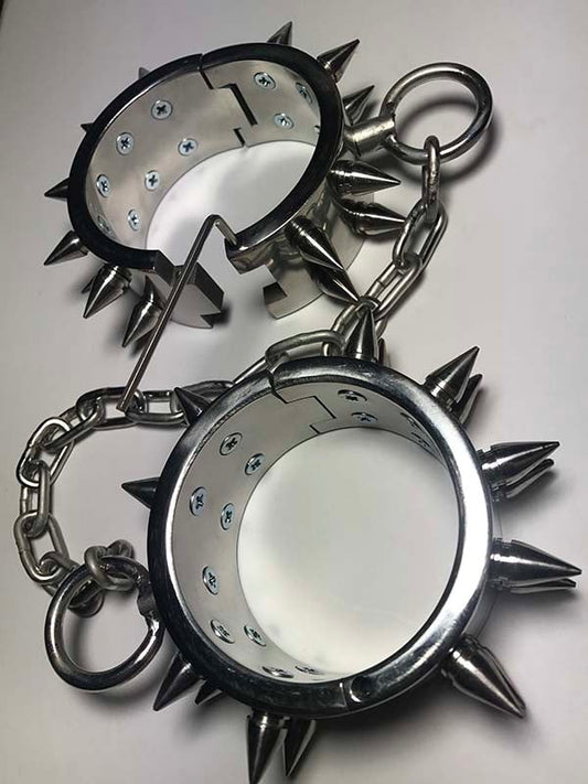 Unisex Spiked Leg Irons - Cuffs and Restraints
