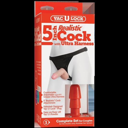 Vac-U-Lock 5 Realistic Cock Flesh with Strap-On - Strap On Sextoys