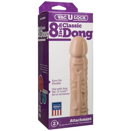 Vac-U-Lock 8 inch Classic Dong Vanilla - Realistic Dildos