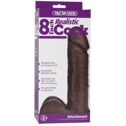Vac-U-Lock 8\ Realistic Cock Chocolate - Realistic Dildos