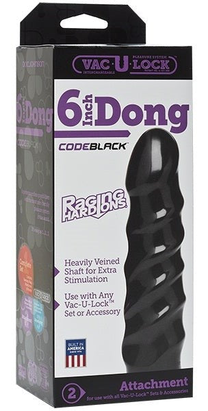 Vac-U-Lock Code Black 6 inch Raging Hard-Ons Dong - - Strap On Sextoys