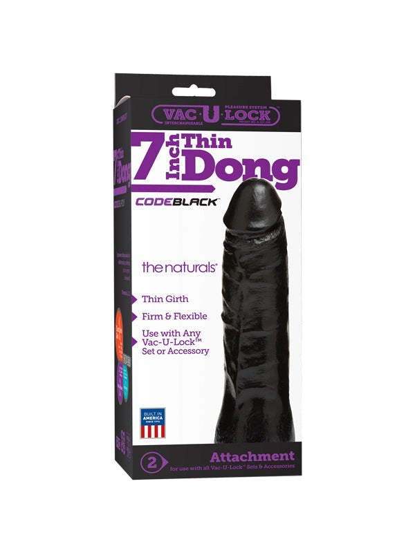 Vac-U-Lock Code Black 7\ Thin Dong The Naturals - - Strap On Sextoys