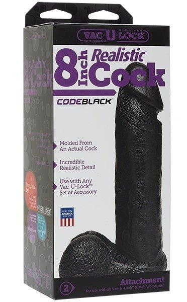 Vac-U-Lock Code Black 8 inch Realistic Cock - Strap On Sextoys