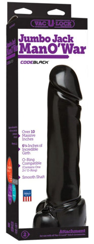 Vac-U-Lock Code Black Jumbo Jack Man O War - Realistic Dildos