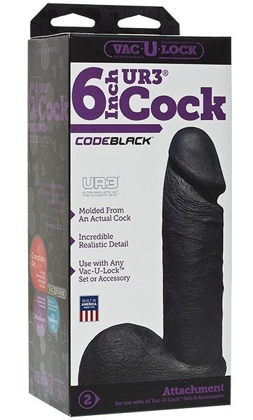 Vac-U-Lock Code Black UR3 6 inch Realistic Cock - - Strap On Sextoys