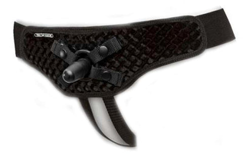 Vac-U-Lock Crotchless Velvet Harness with Plug - Strap On Sextoys
