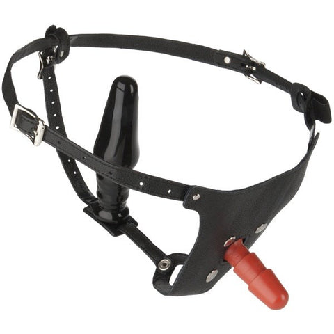 Vac-U-Lock Leather Strap-On for Men - Strap On Sextoys