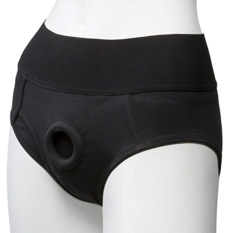 Vac-U-Lock Panty Harness Plug Briefs L/XL Black - Strap On Sextoys